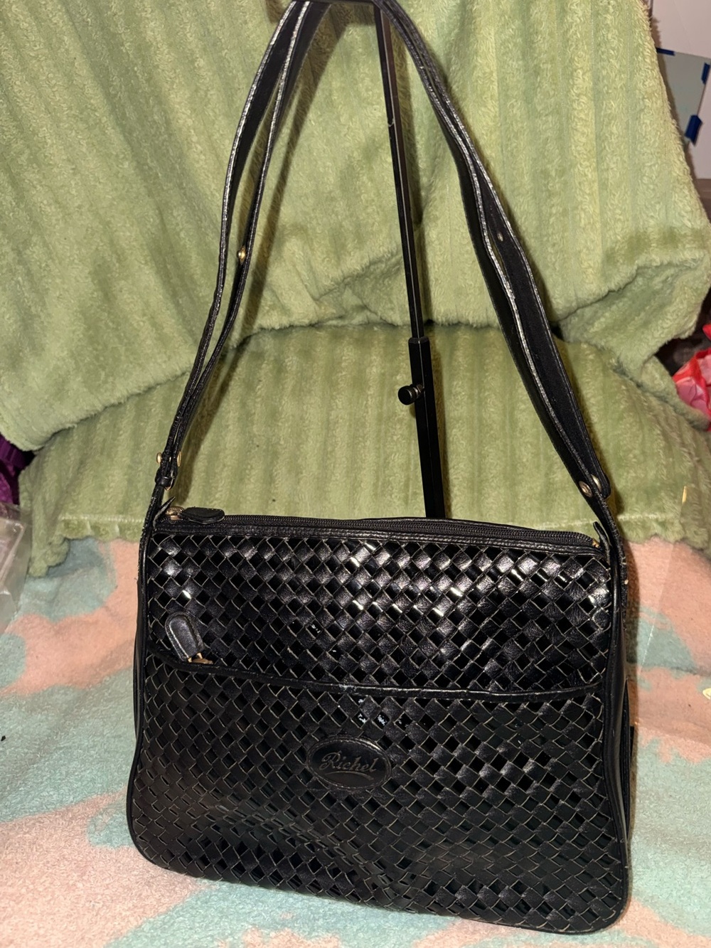 Authentic Richel Black Woven Leather Purse